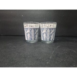 Jeanette Glass Corinthian Blue Tumblers, Vintage 6 Oz Wedgewood Glasses Set of 2